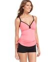 Swimsuit, Crisscross Contrast-Color Ruched Tankini