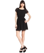Dress, Short-Sleeve Scoop-Neck Lace A-Line