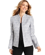 Jacket, Open-Front Metallic-Tweed Blazer