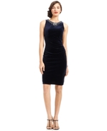 Dress, Sleeveless Beaded Velvet Sheath