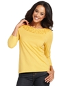 Top, Three-Quarter-Sleeve Boat-Neck