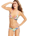 Swimsuit, Tropical-Print Side-Tie Brief Bottom Wom