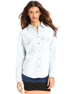 Top, Long-Sleeve Pocket Chambray Shirt