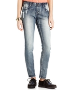 Juniors Jeans, Skinny Studded Medium Wash