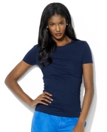 Top, Short-Sleeve Mesh-Stripe Tee