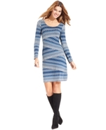 Dress, Long-Sleeve Printed Scoop-Neck