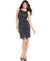 Petite Dress, Sleeveless Sequined Cocktail Dress