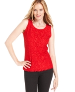 Top, Sleeveless Lace Overlay Shapewear Tank