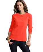 Petite Top, Long-Sleeve Crew-Neck Tee