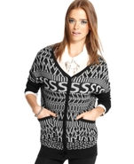 Juniors Sweater, Long Sleeve Alphabet-Print Cardig