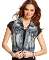 Juniors Jacket, Sleeveless Bleached Vest