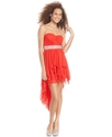 Juniors Dress, Strapless High-Low Handkerchief-Hem