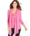 Cardigan, Long-Sleeve Open-Front Draped