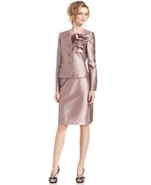 Suit, Textured Satin Jacket & Straight Skirt