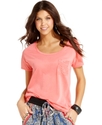 Juniors Top, Short Sleeve Lace Tee