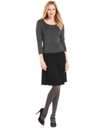 Dress, Three-Quarter-Sleeve Drop-Waist Sweater Dre