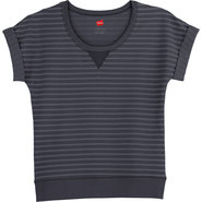 Women's French Terry Striped Scoopneck Tee