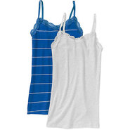 Women's Lace Trim Rib Tanks, 2-Pack