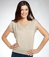 V-Neck Pleated Top T-shirt