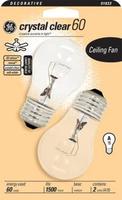 60 Watt Crystal Clear 2-Pack Ceiling Fan Light Bul