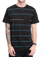 Men S/S Henley Neon Stripe Tee Black Xx-Large