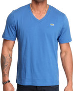 Men L!Ve S/S Jersey V-Neck Tee Blue Large