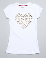 Girls Basic Crew Neck Graphic Top (7-16) White 12/