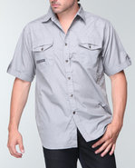 Mo7 Men Garment Washed S/S Shirt Grey X-Large