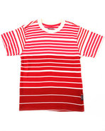 Boys Y/D Stripe Crew Neck Tee (4-7) Red 4 (S)
