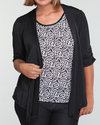 Women Cheetah Top W/Black Jacket 2Fer (Plus) Black