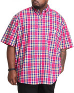 Men Ossabow S/S Plaid Shirt (B&T) Red 4X-Large