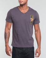 Men Tiger Head V-Neck Tee Charcoal X-Large