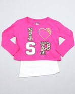 Girls Dolman Sleeve 2-Fer Top (4-6X) Pink 5