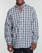 Men Tartan Plaid W/ Chest Pocket Button-Down Navy 