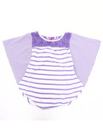 Girls Striped Cape Top W/ Lace (7-16) Purple 7/8 (