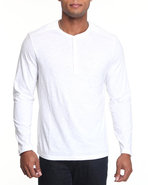 Men V-Neck L/S Tee White Large