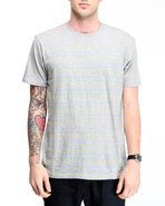 Men S/S Crew Neck Pinstripe Tee Grey X-Large