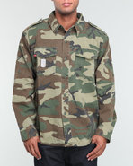 Men Woodland Camouflage Vintage Fatigue Shirt Camo