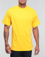 Men Plain Short Sleeve Crew Neck Gold X-Large