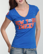 Nba Mlb Nfl Gear Women V-neck Knicks Tee With Ston