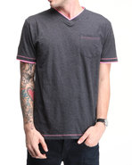 Men S/s V-neck Tee W/ Contrast Double Layer Detail