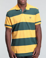 Men Rugby Striped Polo Yellow X-Large