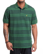 Men Standard Striped Polo Forest Green Medium