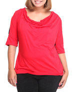 Women Mixed Fabric Sweater With Lace Top (Plus) Re