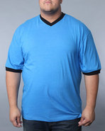 Men Game Time V Neck Tee (B&T) Blue 5X