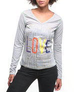 Women Longsleeve V-Neck Tee Grey Large