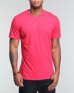 Men S/S Single Solid Jersey V-Neck Tee Red X-Large