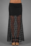 Long Fitted Skirt in Black Diamond Lace