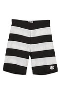 Hainan Slammer Stripe Boardshort in Black & White