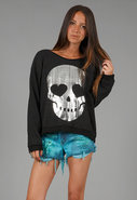 Metal Skull Oversize Sweatshirt in Clean Black
